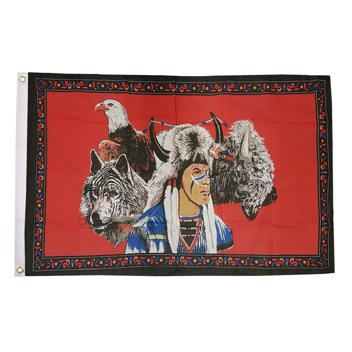 Indian Eagle Wolf Flag