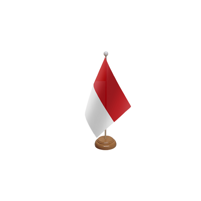 Indonesia Large Wooden Table Flag – 18x12in (45 x 30 cm)