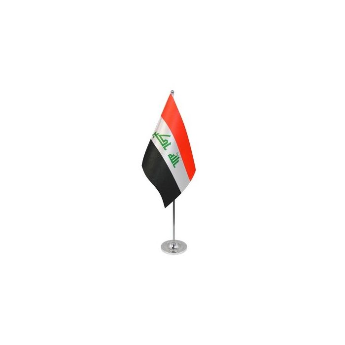 Iraq (New) Satin Table Flag – 9x6in (22.5 x 15 cm)