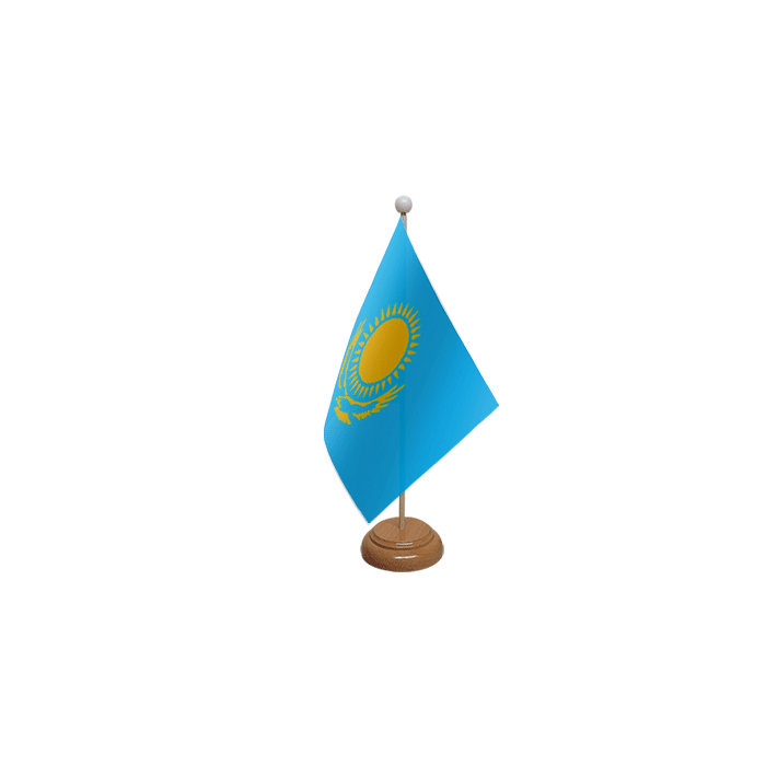 Kazakhstan Large Wooden Table Flag – 18x12in (45 x 30 cm)