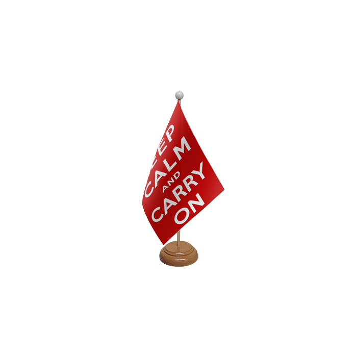 Keep Calm And Carry On (Red) Wooden Table Flag – 9x6in (22.5 x 15 cm)