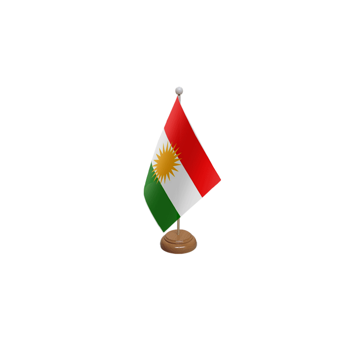 Kurdistan Large Wooden Table Flag – 18x12in (45 x 30 cm)