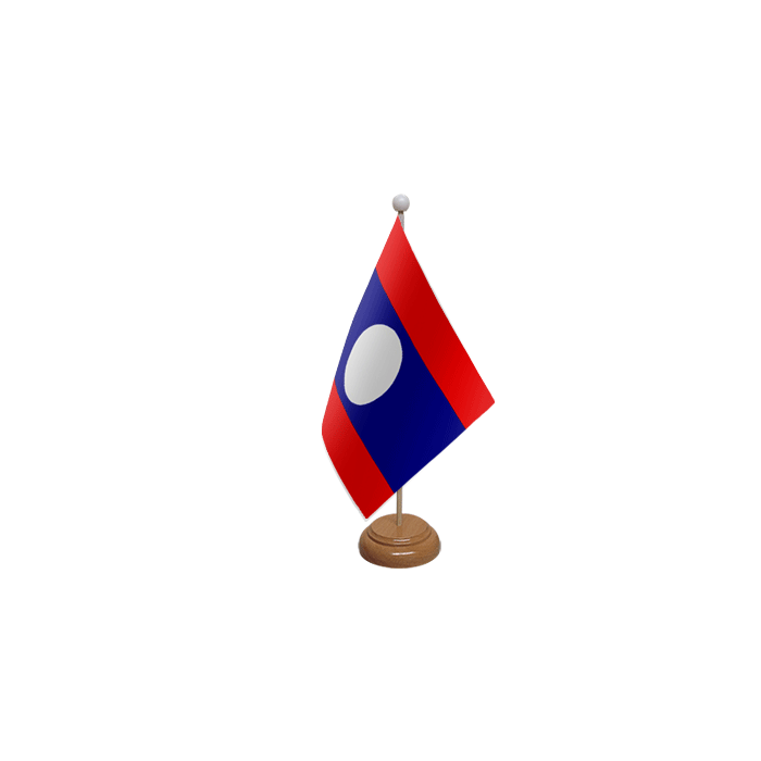 Laos Large Wooden Table Flag – 18x12in (45 x 30 cm)
