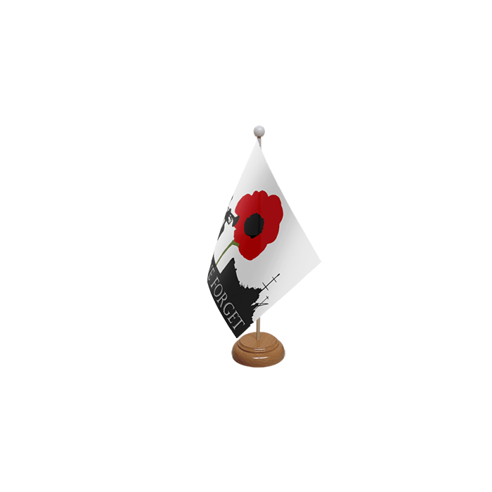 Lest We Forget (Navy) Large Wooden Table Flag – 18x12in (45 x 30 cm)
