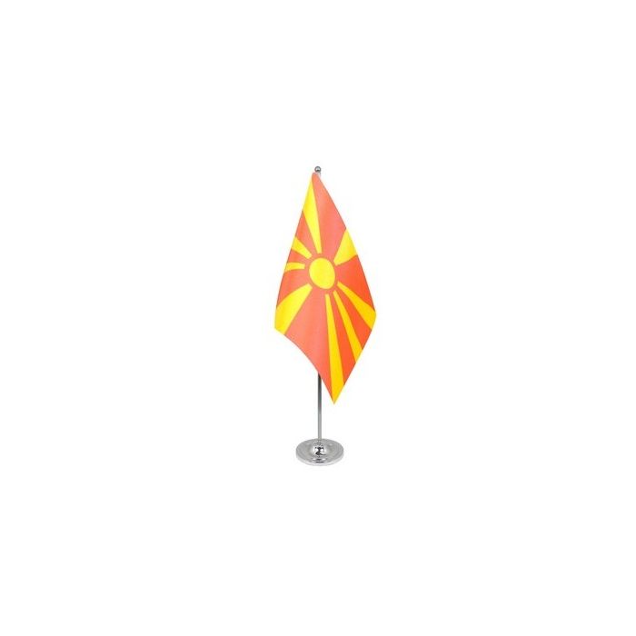 Macedonia New Satin Table Flag – 9x6in (22.5 x 15 cm)