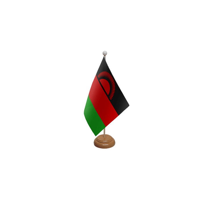 Malawi (Current) Large Wooden Table Flag – 18x12in (45 x 30 cm)