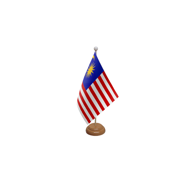 Malaysia Large Wooden Table Flag – 18x12in (45 x 30 cm)