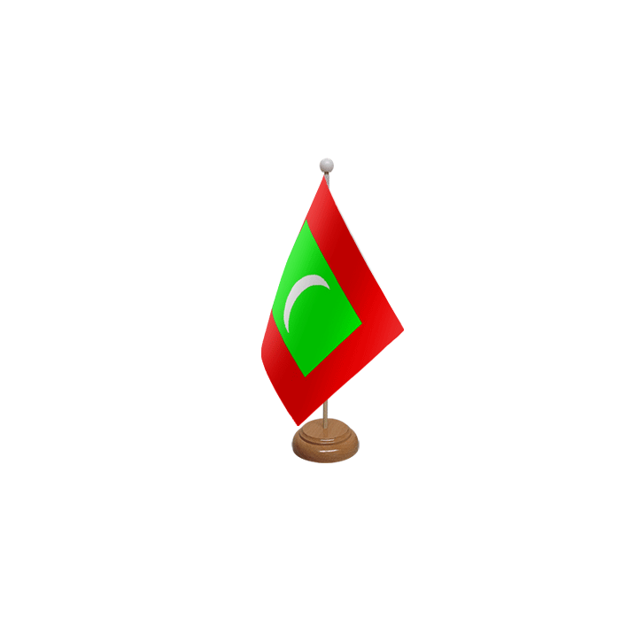 Maldives Large Wooden Table Flag – 18x12in (45 x 30 cm)