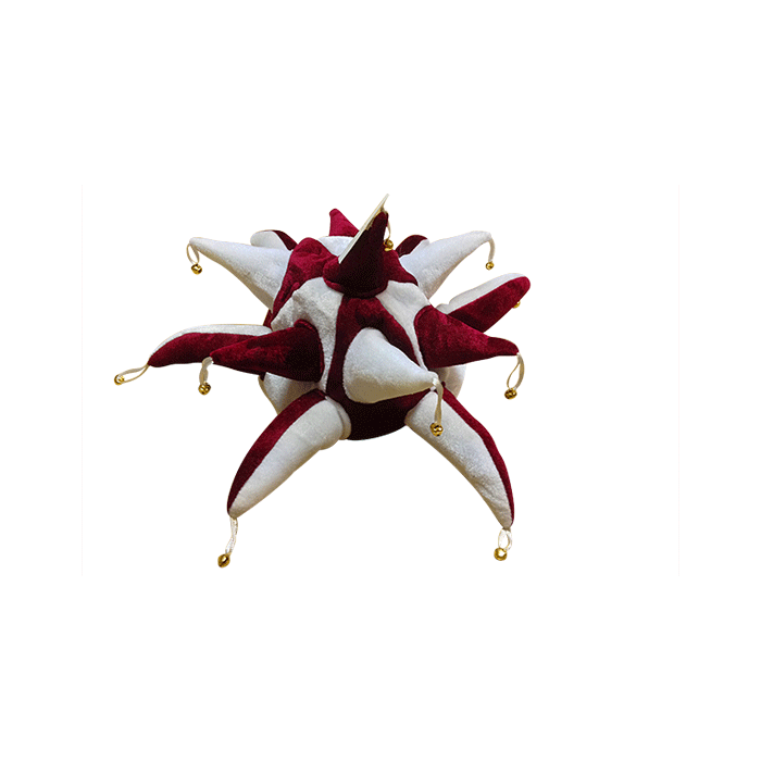 Maroon and White Jester Hat