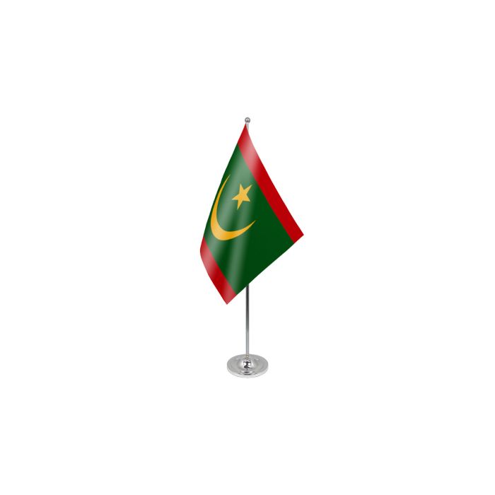 Mauritania New Satin Table Flag – 9x6in (22.5 x 15 cm)