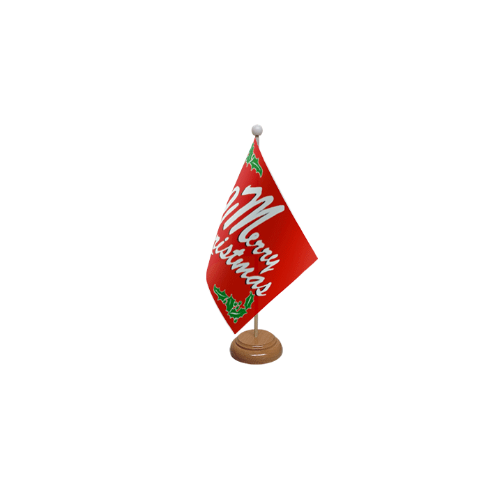 Merry Christmas Red Large Wooden Table Flag – 18x12in (45 x 30 cm)