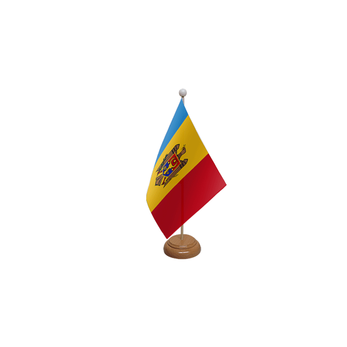 Moldova Large Wooden Table Flag – 18x12in (45 x 30 cm)