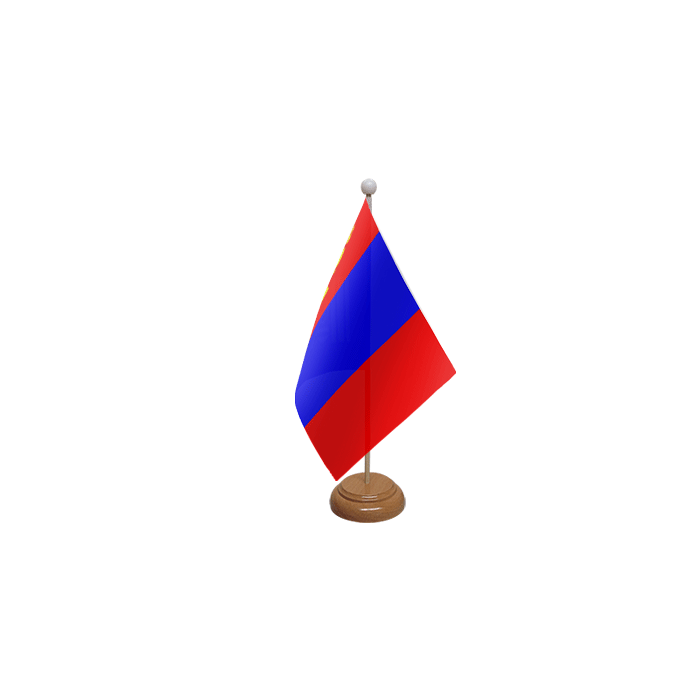 Mongolia Large Wooden Table Flag – 18x12in (45 x 30 cm)