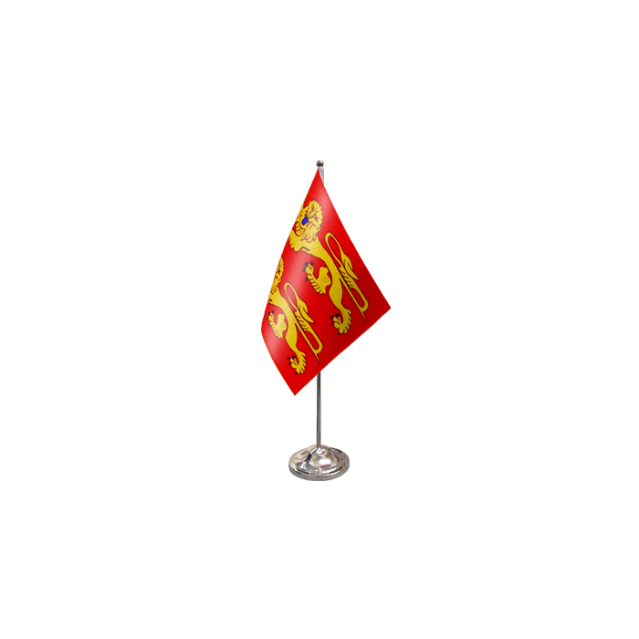 Normandy Two Leopards Satin Table Flag – 9x6in (22.5 x 15 cm)