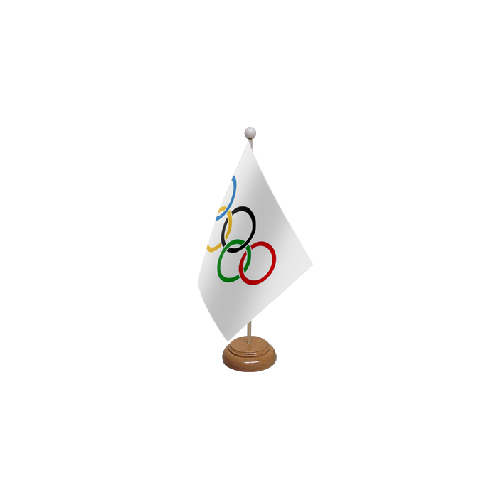 Olympic Large Wooden Table Flag – 18x12in (45 x 30 cm)