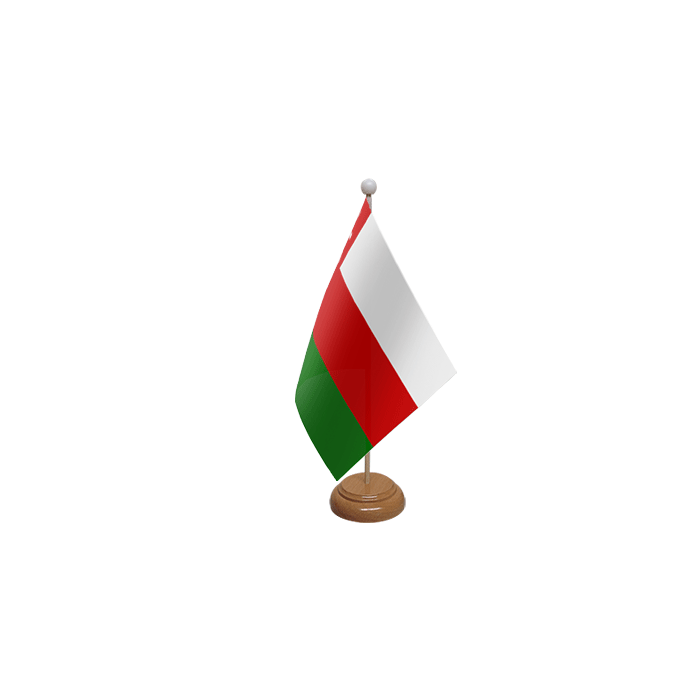 Oman Large Wooden Table Flag – 18x12in (45 x 30 cm)