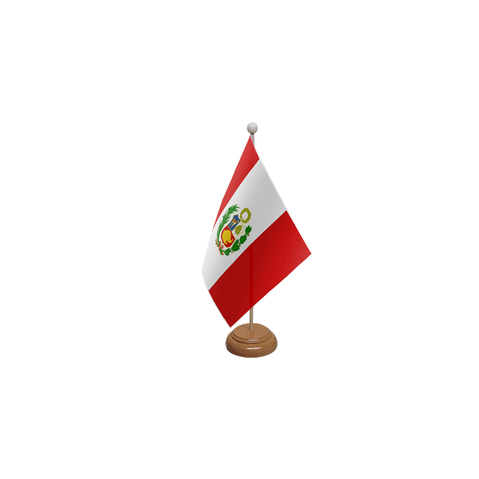Peru Crest Large Wooden Table Flag – 18x12in (45 x 30 cm)
