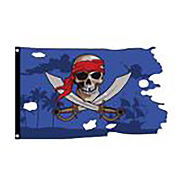 Pirate Shaped Blue (C) Flag