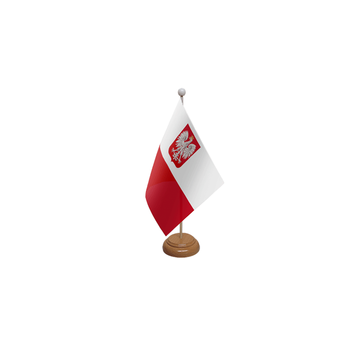 Poland Crest Large Wooden Table Flag – 18x12in (45 x 30 cm)