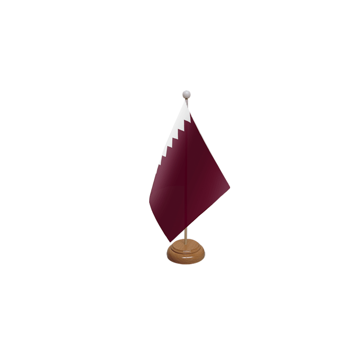 Qatar Large Wooden Table Flag – 18x12in (45 x 30 cm)