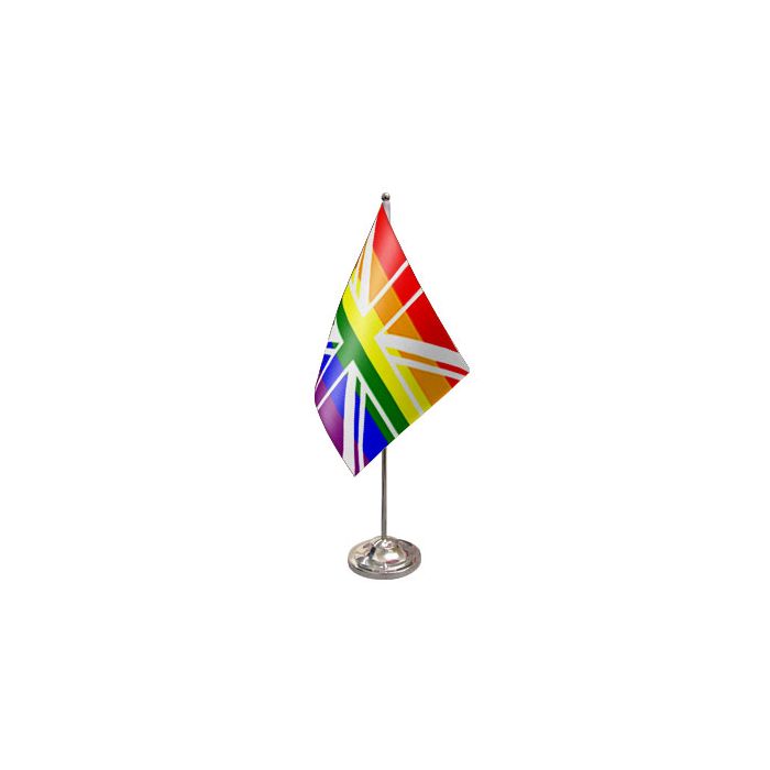 Rainbow Union Jack Satin Table Flag (2)