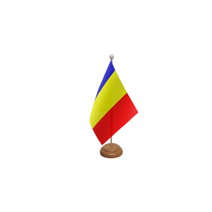 Romania Large Wooden Table Flag – 18x12in (45 x 30 cm)