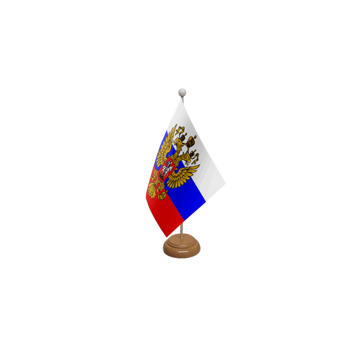 Russia (Crest) Wooden Table Flag – 9x6in (22.5 x 15 cm)