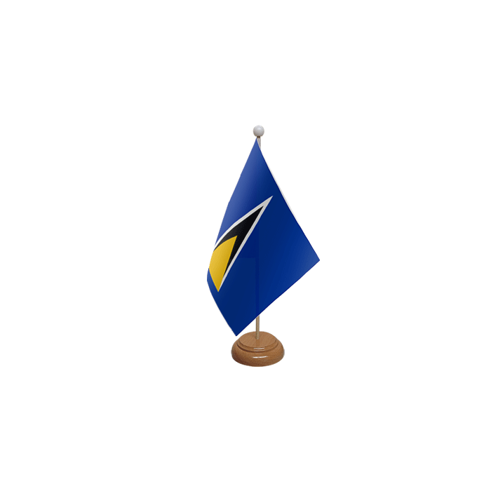 Saint Lucia Large Wooden Table Flag – 18x12in (45 x 30 cm)