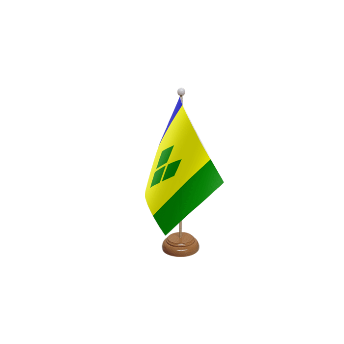 Saint Vincent Large Wooden Table Flag – 18x12in (45 x 30 cm)