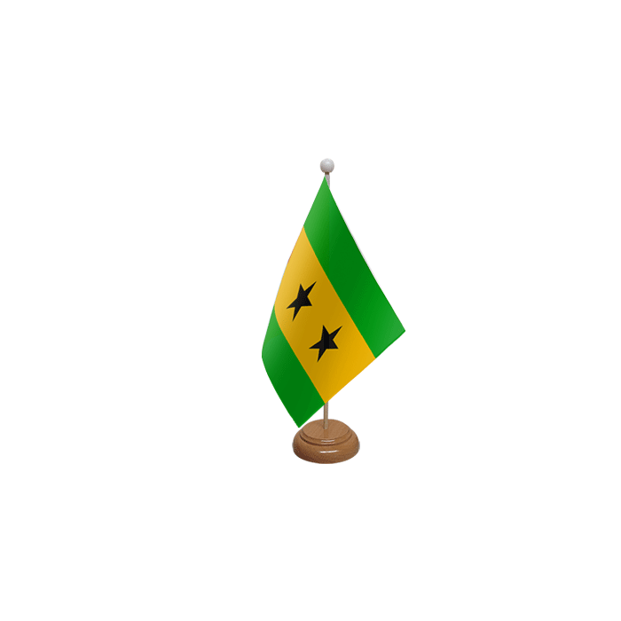 Sao Tome and Principe Large Wooden Table Flag – 18x12in (45 x 30 cm)
