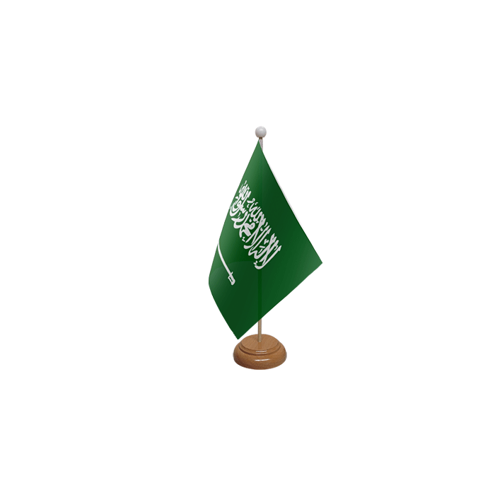 Saudi Arabia Large Wooden Table Flag – 18x12in (45 x 30 cm)