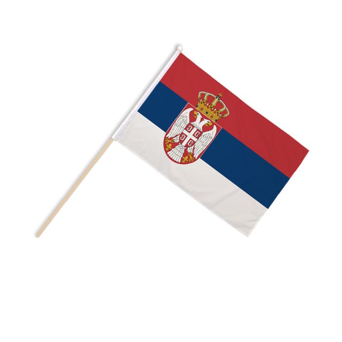 Serbia Crest Hand Flags