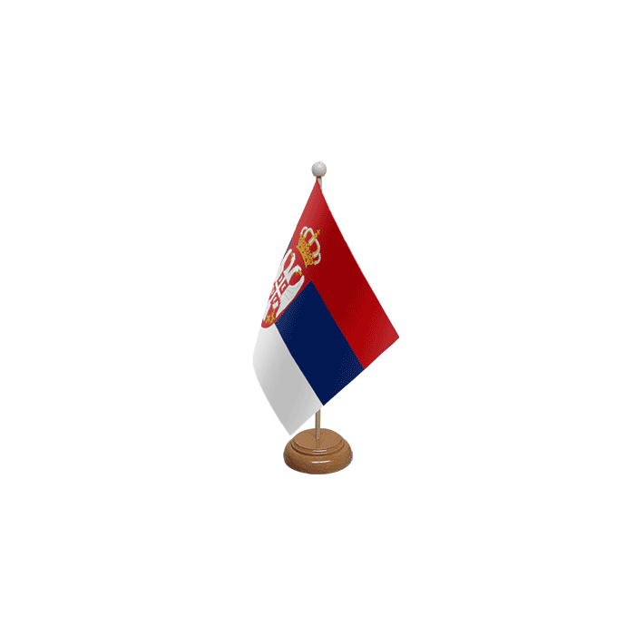 Serbia Crest Large Wooden Table Flag – 18x12in (45 x 30 cm)