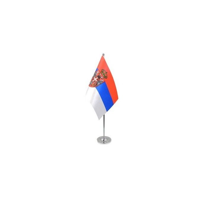 Serbia Crest Satin Table Flag – 9x6in (22.5 x 15 cm)