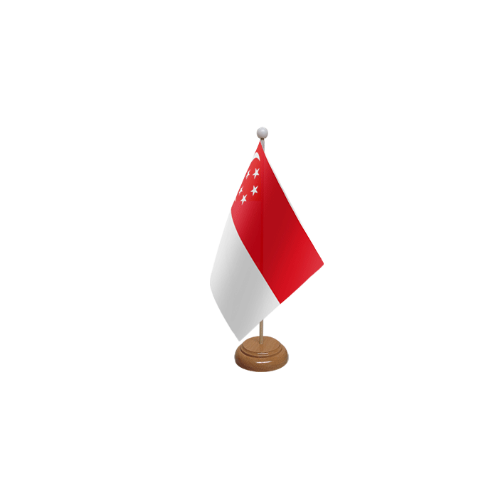 Singapore Wooden Table Flag – 9x6in (22.5 x 15 cm)