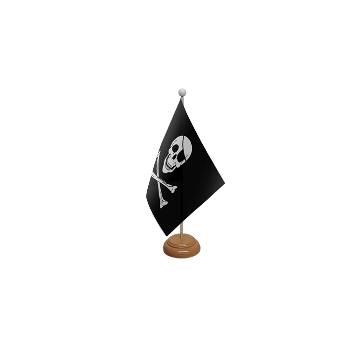 Skull and Crossbones Large Wooden Table Flag – 18x12in (45 x 30 cm)