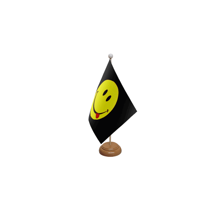 Smiley Face Acid Wooden Table Flag – 9x6in (22.5 x 15 cm)