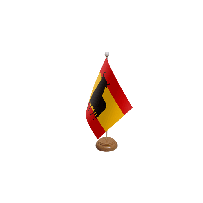Spanish Bull Wooden Table Flag – 9x6in (22.5 x 15 cm)