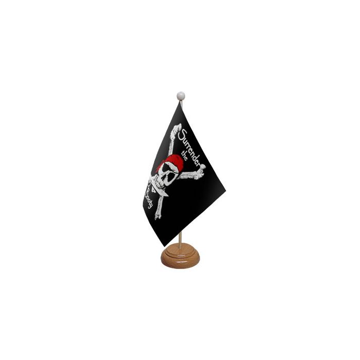Surrender the Booty Hand Flag Large Wooden Table Flag – 18x12in (45 x 30 cm)