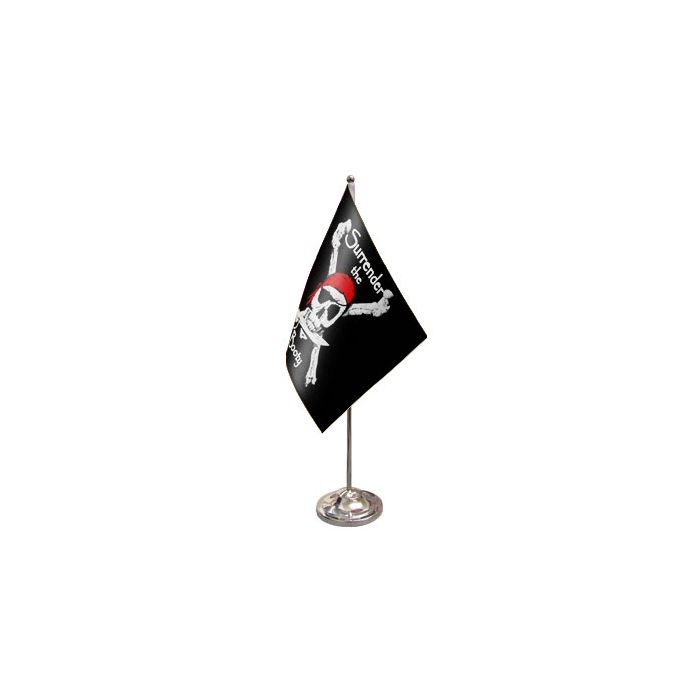 Surrender the Booty Satin Table Flag – 9x6in (22.5 x 15 cm)