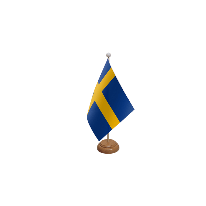 Sweden Large Wooden Table Flag – 18x12in (45 x 30 cm)