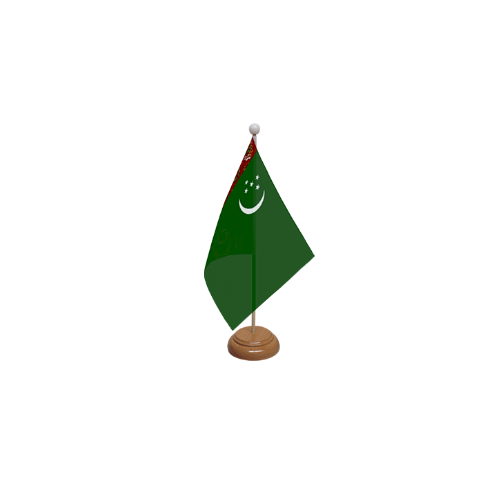 Turkmenistan Large Wooden Table Flag – 18x12in (45 x 30 cm)