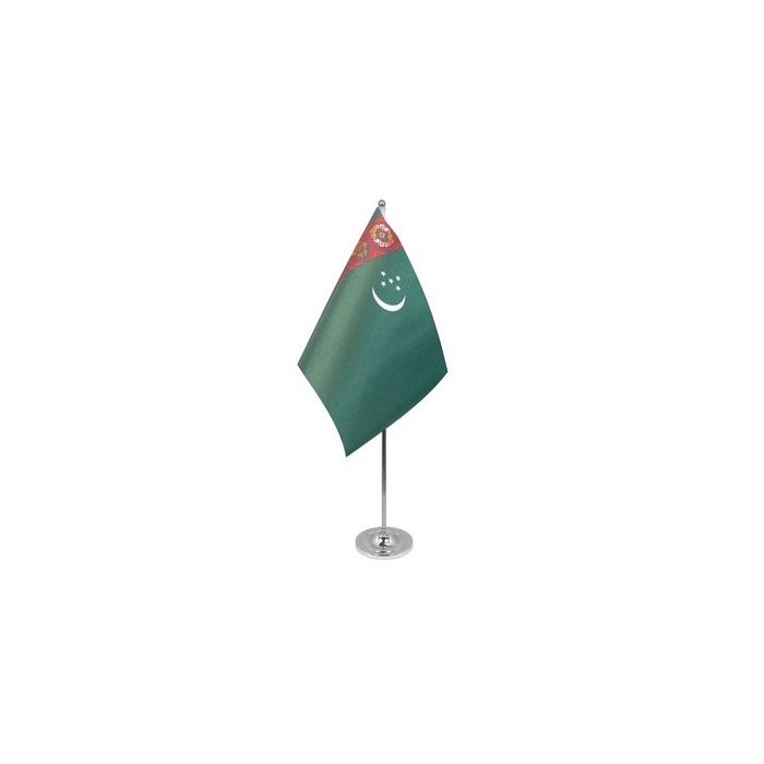 Turkmenistan Satin Table Flag – 9x6in (22.5 x 15 cm)