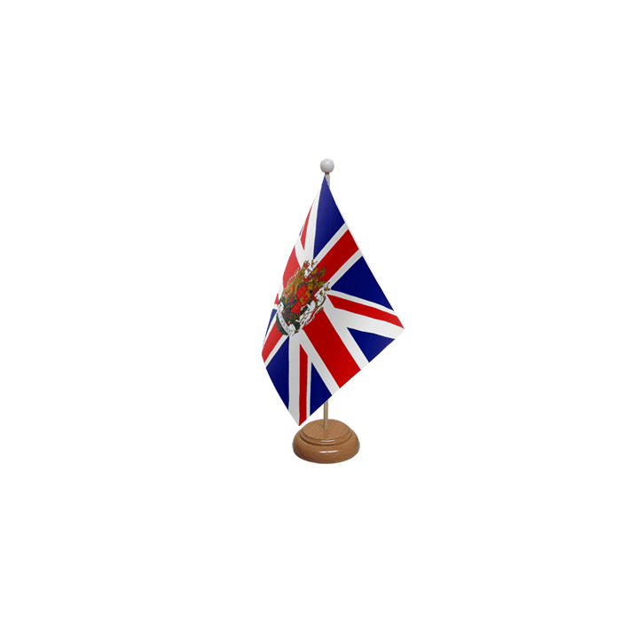 Union Jack Crest Large Wooden Table Flag – 18x12in (45 x 30 cm)