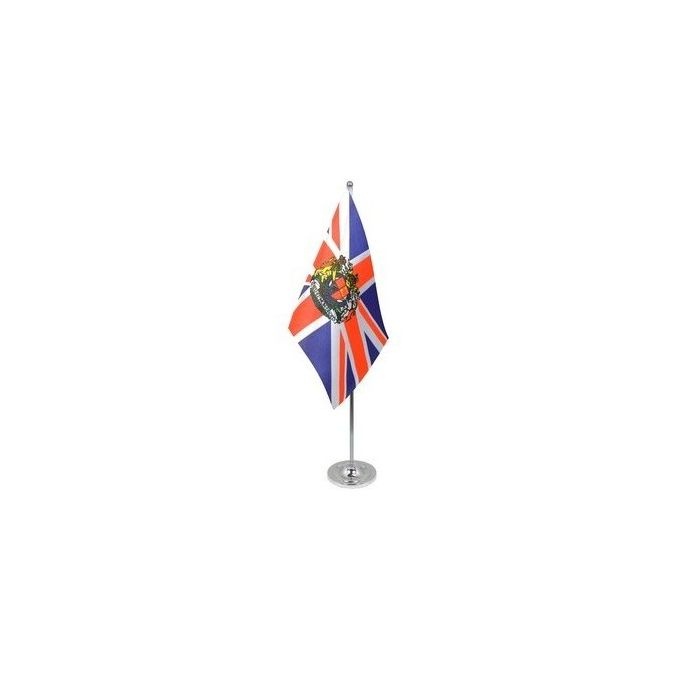 Union Jack Crest Satin Table Flag – 9x6in (22.5 x 15 cm)