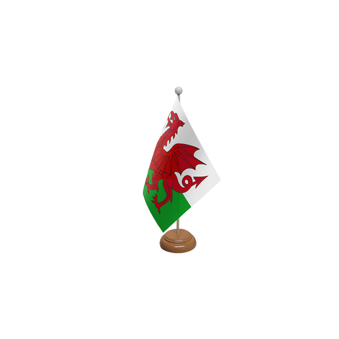 Wales Large Wooden Table Flag – 18x12in (45 x 30 cm)
