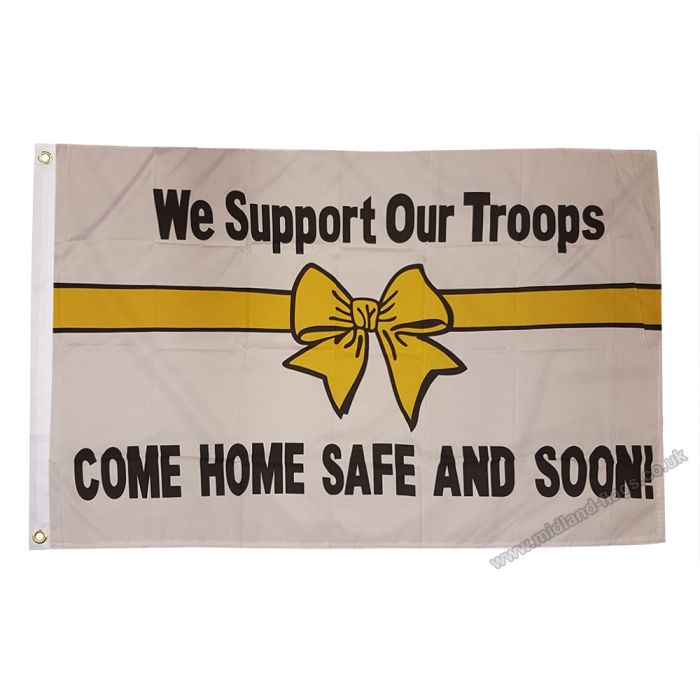 We Support Our Troops (white) Flag