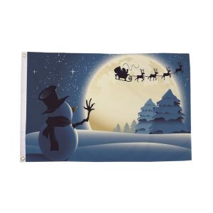 Christmas Snowman Moon Flag