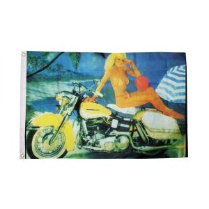 Girl and Motorcycle Flag