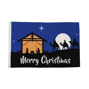 Merry Christmas Nativity Flag